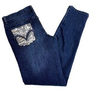 Levis‎ 710 Super Skinny Kids Size 16 (28x28) Dark Wash Jeans GLAM Silver Sequin